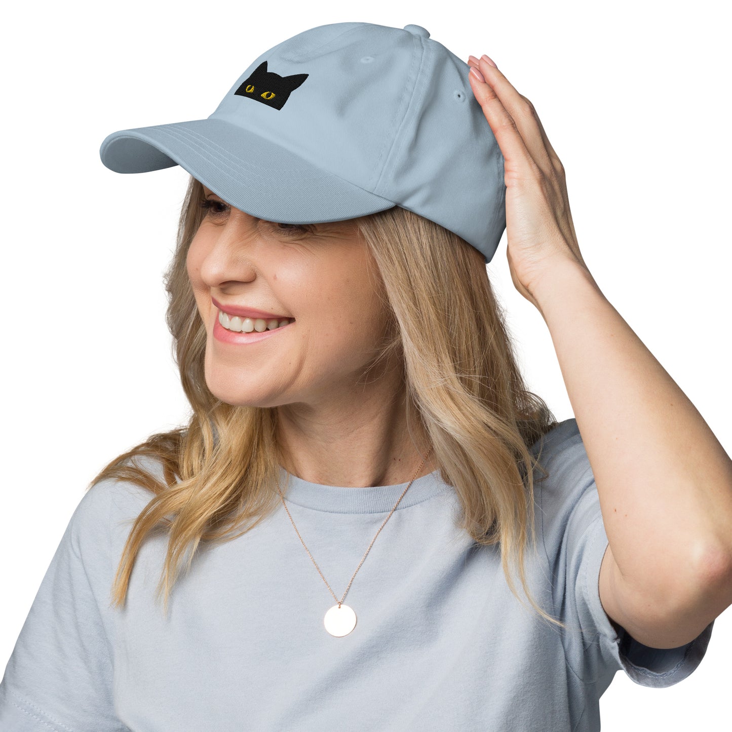 Peeking Black Cat Embroidered Baseball Cap