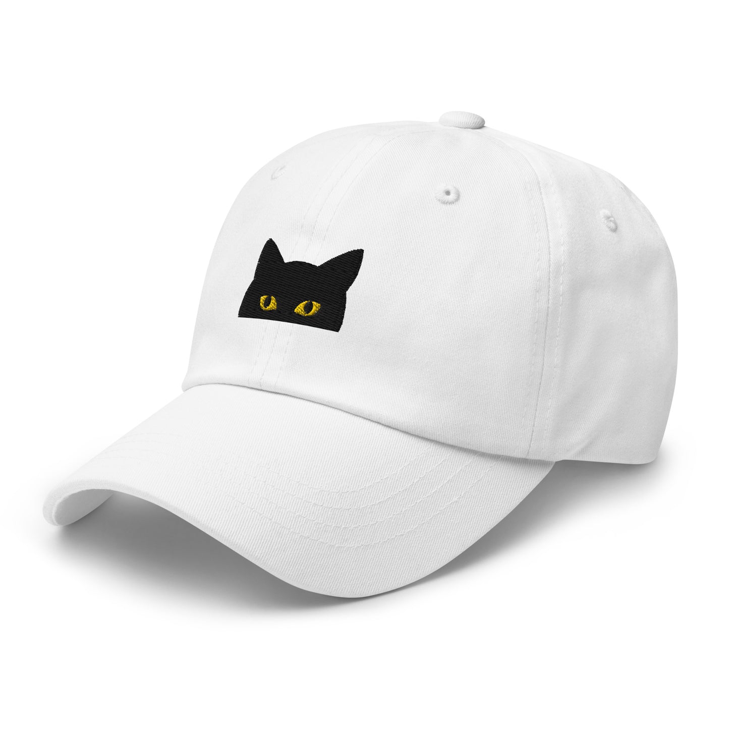 Peeking Black Cat Embroidered Baseball Cap
